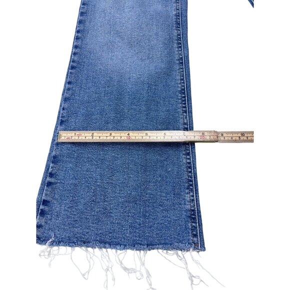 MNG Sienna Womens Wide-Leg Frayed Hem Blue Denim Jeans EUR 36 USA 4 - Picture 9 of 11